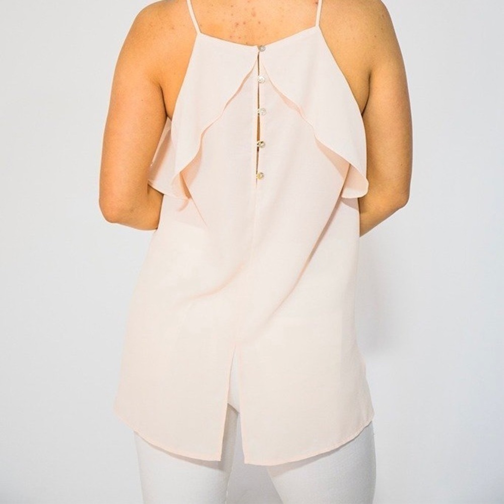 Doe & Rae Halter High Neck Ruffle Tank Top Sz S - Picture 2 of 16